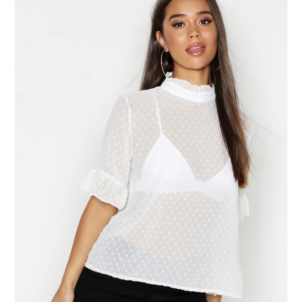 Woven dobby shell shot ivory top